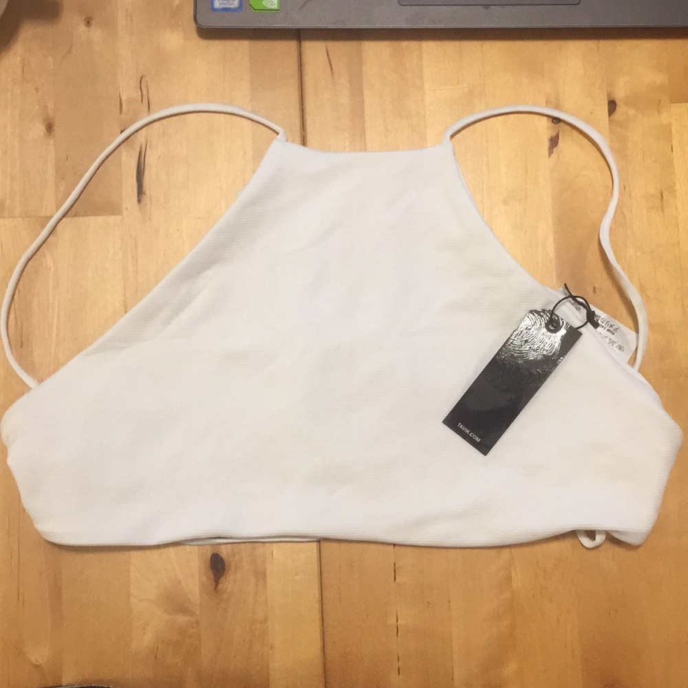 TAVIK RIbbed white swim top